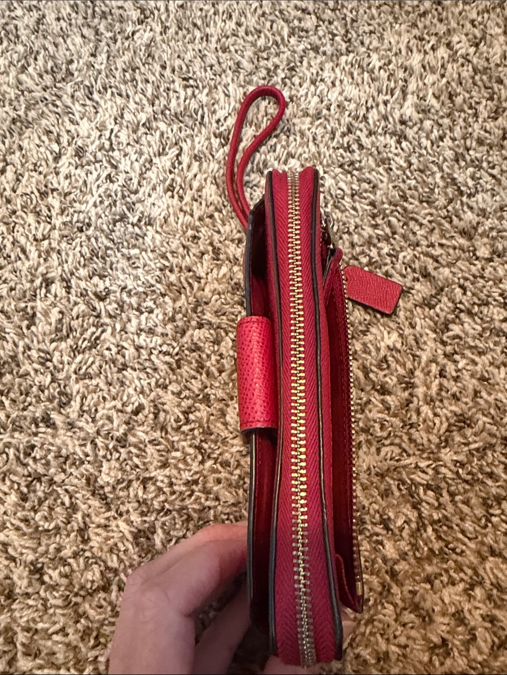 Coach Red Leather Zip Wallet with Wrist Strap - Picture 7 of 7